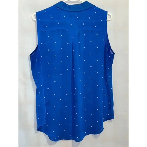 Liz Claiborne Sleeveless Sheer Blue L diamonds polyester casual READ - Picture 3 of 6